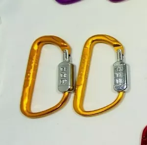 2er-Pack Gear Lok Kombination Karabiner GOLD - NEU für Schlüssel Fahrräder Schließfach Rucksack - Bild 1 von 1