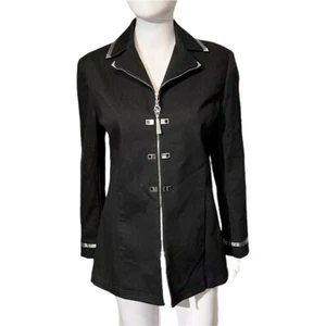 St. John Sport Womens Blazer Coat Jacket Zip Front Logo Collared P Small - Picture 1 of 23