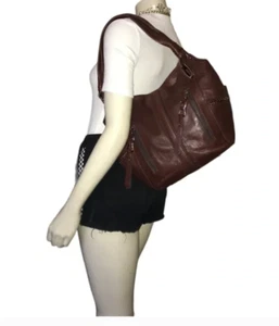 Dark Brown Hobo Bag by B.Makowsky - Picture 1 of 10