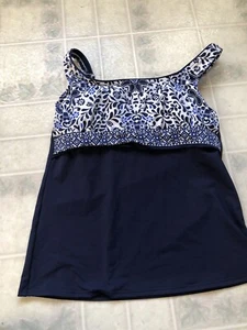 new no tags  Lands End blue floral round Neck Tankini Top Size 4 underwire bra - Picture 1 of 3