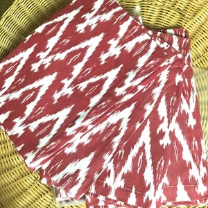 Set of Eight Pine Cone Hill Red & White Ikat Cotton Napkins - Picture 1 of 5