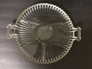 Vintage Clear Indiana Glass 12" Heavy Divided Relish Dish Ribbed Platter 4-Part - Picture 1 of 6