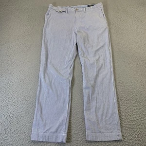 Pantalone Polo Ralph Lauren Seersucker uomo 34x30 blu a righe 5 tasche vestibilità dritta - Foto 1 di 12