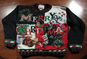 Vintage 90s Heirloom Collectibles Merry Christmas Sweater Youth 8/10 Kids Bear - Bild 1 von 5