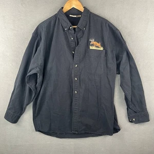 Most Wanted Men’s XL Black Long Sleeve Shirt Buck Embroidery Button Up - Picture 1 of 5