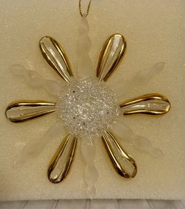 Avon 1997 Gift Collection "Shimmering Snowflake" Glas 22K Goldrand Ornament - Bild 1 von 5