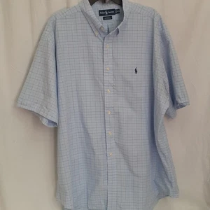 Ralph Lauren Blake Blau Herren XXL Kurzarm Hemd mit Knopfleiste 100% Baumwolle - Bild 1 von 9