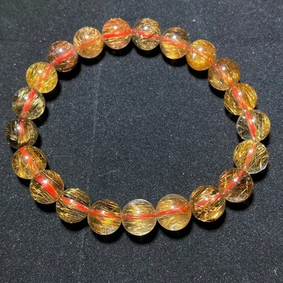 Pulsera de cuentas de cristal de cuarzo rojo natural de 9 mm B1798 Foto 1 de 4