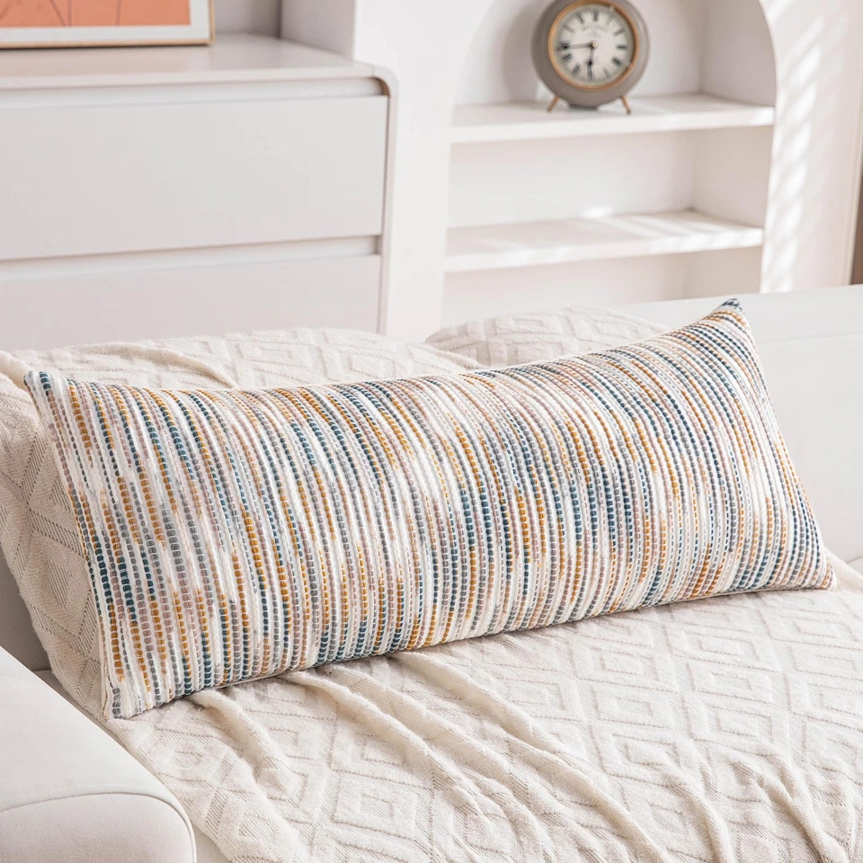 Fundas de almohada decorativas de cuerpo lumbar largo boho paquete de 1 amarillo de 14x36 pulgadas... Foto 1 de 4