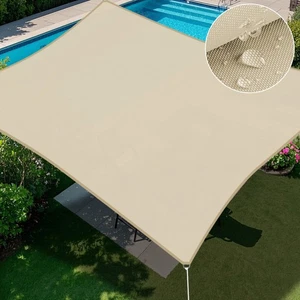 5-24ft Beige Rectangle Waterproof Sun Shade Sail Shelter Cover for Canopy Pool - Picture 1 of 11