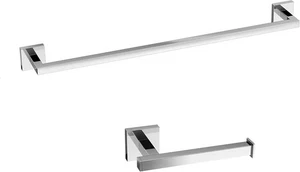 Towel Rail Toilet Toll Holder Bathroom Accessory Set Modern Square Set - Picture 1 of 6