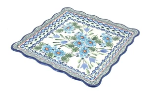 Blue Rose Polish Pottery Ballina Square Lunch Plate - Picture 1 of 1