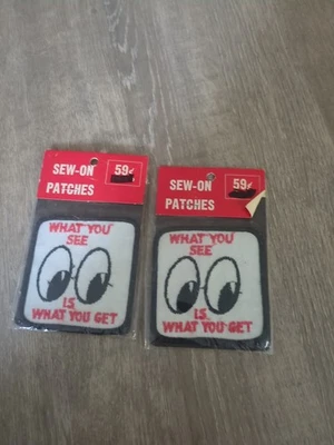 Vtg Pair What You See Is What You Get Sew-on Embroidered Patch Flip Wilson quote - Image 1 of 4