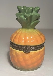 Vintage Punze aufklappbarer Keramikring Schmuck Geschenkbox Ananas - Life is Good - Bild 1 von 14