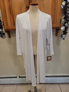 Ellen Tracy leichte drapierte lange Strickjacke vorne offen Größe 3X weiß neu - Bild 1 von 10