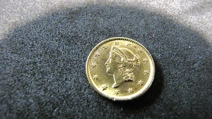 1854 Gold Liberty Head One Dollar Type 1 wunderschön hochwertig A.U. + Glanz - Bild 1 von 7