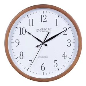 La Crosse Technology 404-50447-INT 12.8" Atomic Walnut Analog Wall Clock - Picture 1 of 6