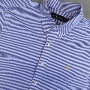 Ralph Lauren Shirt Men XL Blue Striped Long Sleeve Button Down Pony - Picture 1 of 9