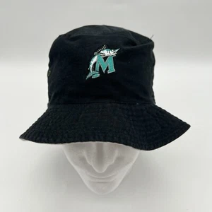 VTG Y2K MLB Florida Marlins 2000s Old Logo Reversible Black/Beige Bucket Hat - Picture 1 of 7