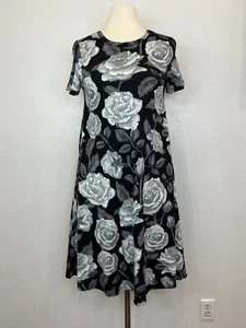 LuLaRoe Jessie schwarz grau weiß Blumenmusterkleid mit Taschen Größe XS - Bild 1 von 7