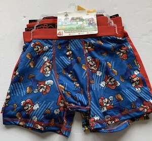 4 SUPER MARIO Boys Athletic BOXER BRIEFS 10 NEW Underwear Moisture Wicking FOUR - Picture 1 of 2