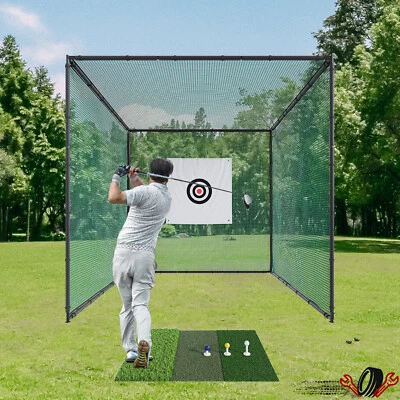 10X10FT Black Steel Golf Cage Net Driving Cage For Hitting Practice Aids Outdoor - Image 1 of 4