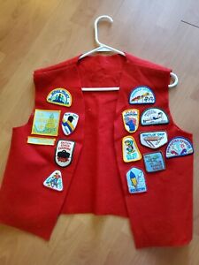 Vintage  Boyscout Vest With Patches BSA Red