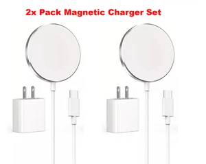 PACK de 2 almohadillas de cargador inalámbrico magnético para Magsafe iPhone 16 15 14 13 12 Pro Max - Imagen 1 de 9