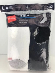 Calcetines HANES, para hombre blanco negro tripulación 45% algodón, paquete mega 8, precio de venta sugerido por el fabricante 36 USD - Imagen 1 de 11