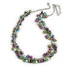 Statement Glass, Nugget Silver Tone Chain Necklace in (Multicoloured) - 60cm L/