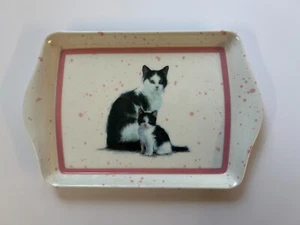 Schwarz-weiße Katze mit Kätzchen kleines Serviertablett aus der Leonardo Collection - Bild 1 von 1