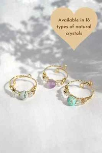 18 Gold Karats Natural Crystals Hand Wired Adjustable Plated Ring - Picture 1 of 10