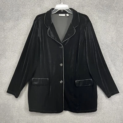Chaqueta Susan Graver para mujer Plus 2X Blazer de noche de terciopelo negro Foto 1 de 4