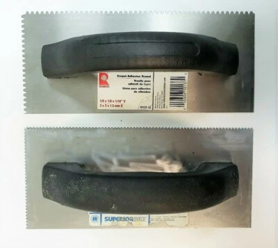 2 paletas para suelo con muescas 9" x 4" [Lote de 2] muesca en V 1/8 pulgadas, muesca en U 1/16 pulgadas Foto 1 de 4