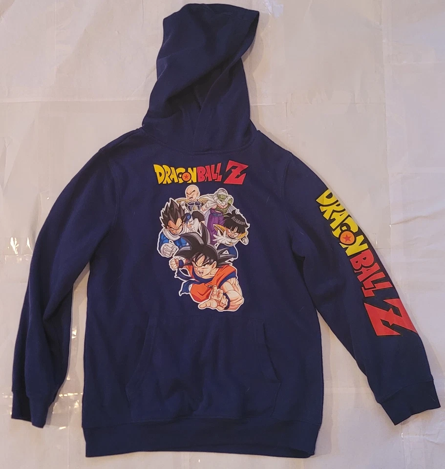 Dragon Ball Z 青少年 L 码连帽衫-蓝色大号标志-Toei 动画! — 第 1/3 张图片