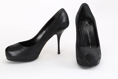 Туфли-лодочки Giuseppe Zanotti черные металлик кожа с открытым носком размер 38 - Изображение 1 из 4