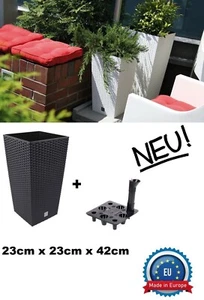 Hoher Pflanzkübel anthrazit eckig beständig selbstbewässernder Einsatz Outdoor/Indoor - Bild 1 von 7