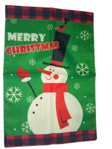 Feliz Navidad Muñeco de Nieve Jardín Bandera 12"X18" Arpillera Doble Lado Bandera Decorativa - Imagen 1 de 3