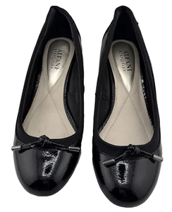 Alfani Womens Baille Black Patent Leather Slip on Wedge Sandals Shoes 6 M NWB - Picture 1 of 11