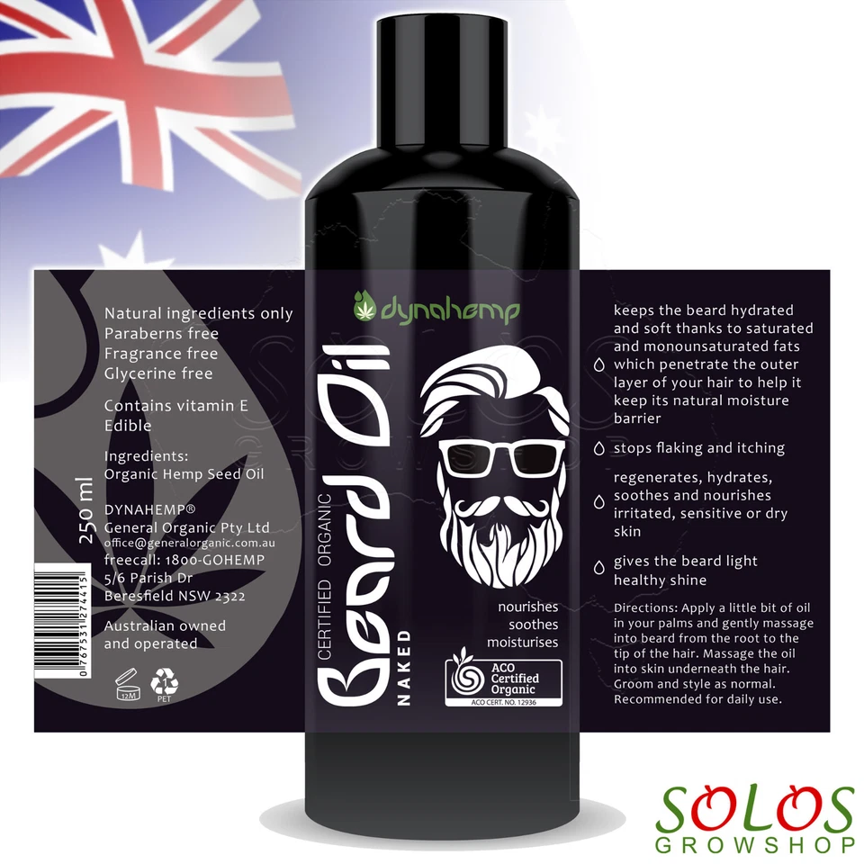 Hemp Oil Beard and Moustache Growth Australian Certified Organic 250ml - Image 1 of 1