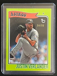 2023 Topps Brooklyn Collection JUSTIN VERLANDER Chartreuse /99 Astros - Bild 1 von 2