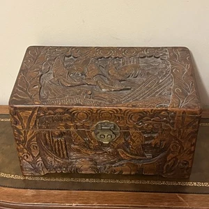 Vintage Chinese Hand Carved Camphor Chest - Picture 1 of 21