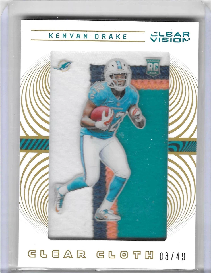 2016 Clear Vision Kenyan Drake Miami Dolphins Clear Cloth RC Patch #/49 - Image 1 of 1