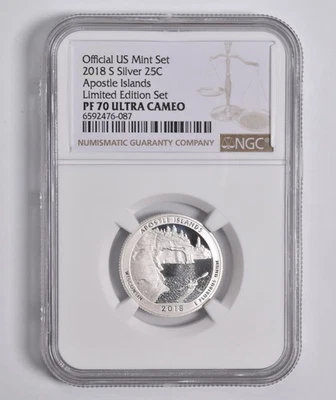 PF70 UCAM 2018-S Silver Apostle Islands Quarter Limited Edition NGC *2787 - Image 1 of 4