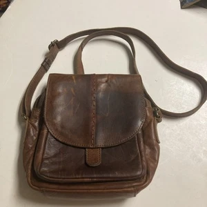 Vintage Paul And Taylor USA Brown Premium Leather Crossbody Purse 12x10x4 EUC - Picture 1 of 10