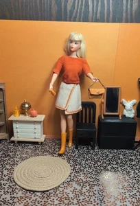 Vintage Barbie Outfit 1972 Bauern angenehmer Rock #3482, Pullover, Handtasche, Stiefel + - Bild 1 von 22