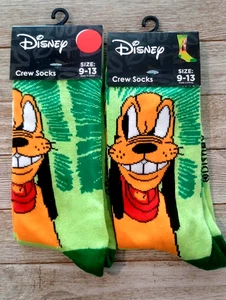 Disney Pluto Socks Cartoon Adult Crew 2 Pair Unisex Size 9-13 - Picture 1 of 4