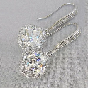 7 Colors Fashion Earring Women Cubic Zircon Earrings Bridal Wedding Jewelry - Picture 1 of 22