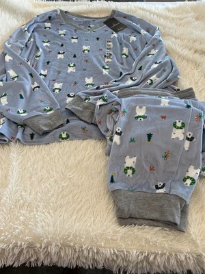 Nuevo conjunto de pijama de 2 piezas de terciopelo polar Cuddl Duds Polar Bears talla 2XLarge Foto 1 de 4
