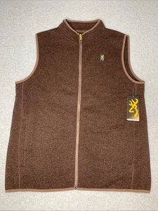 New Browning Casual Sportswear Fleece Vest Size Large Brown With Pockets NWT - Picture 1 of 13